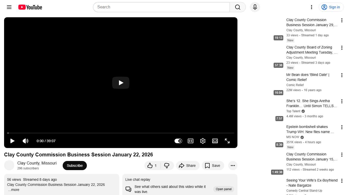 Clay County Commission Business Session January 22, 2026 - YouTube