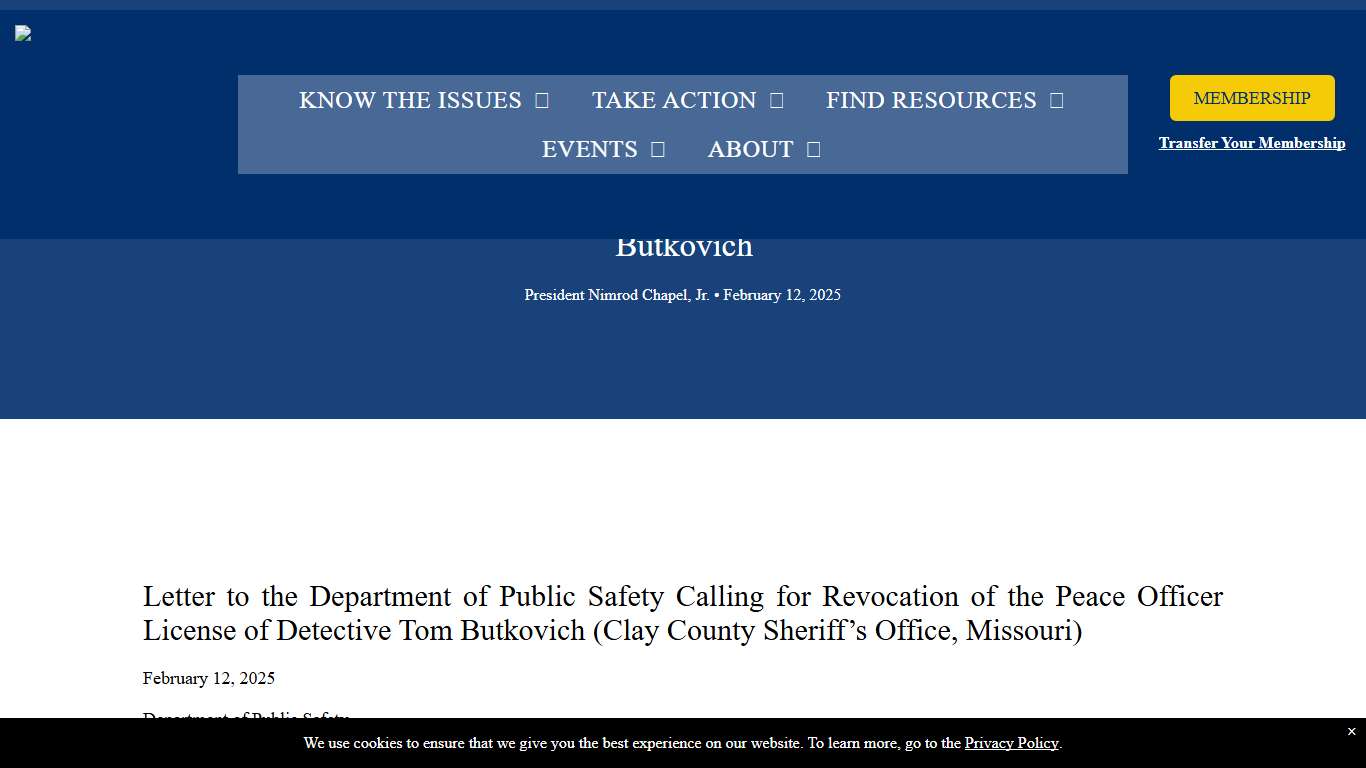 MO NAACP Calls for Revoking POST Certification of Tom Butkovich